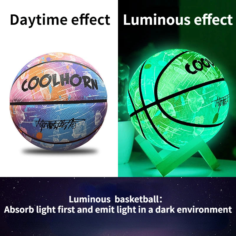 Holographic Reflective Basketball Size 5/7 for Youth Adults Glowing Luminous Basketball Outdoor Indoor Rubber Balls High Quality