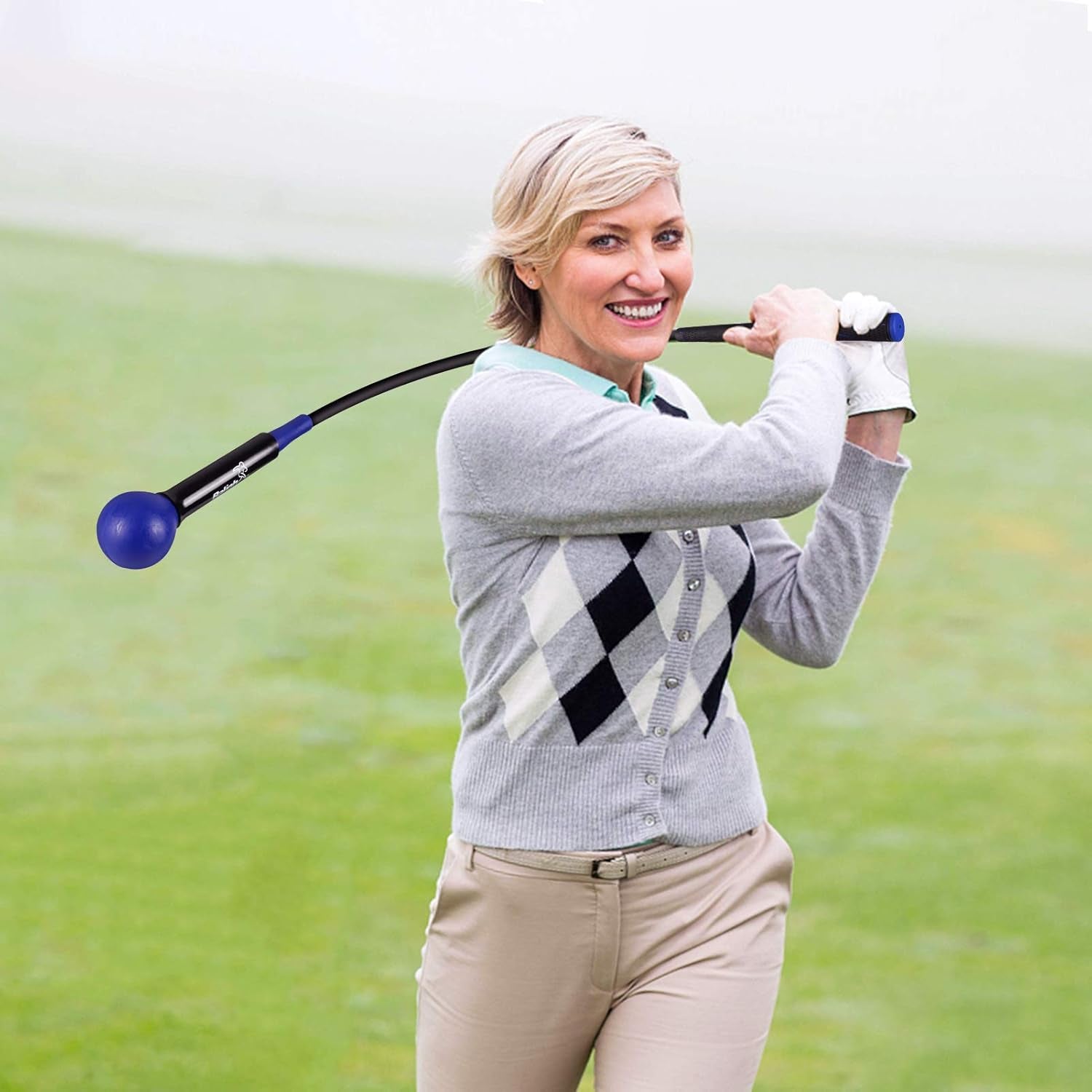 Golf Swing Trainer Aid 48"/40" Warm-Up Stick for Strength Flexibility Tempo Training Golf Practice Aid with Weighted Head Swing Corrector for Men Women