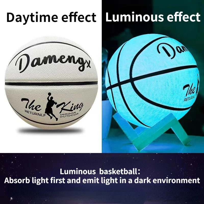 Holographic Reflective Basketball Size 5/7 for Youth Adults Glowing Luminous Basketball Outdoor Indoor Rubber Balls High Quality