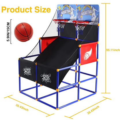 Basketball Hoop for Kids, Arcade Basketball Game Set 2 Player, Outdoor Indoor Basketball Hoop with 6 Balls with Pump, Basketball Goal for Children Toddlers, Sports Toys for 3-6 Year Old Boys Girls