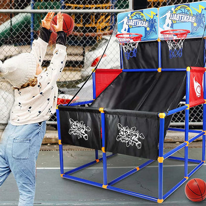 Basketball Hoop for Kids, Arcade Basketball Game Set 2 Player, Outdoor Indoor Basketball Hoop with 6 Balls with Pump, Basketball Goal for Children Toddlers, Sports Toys for 3-6 Year Old Boys Girls
