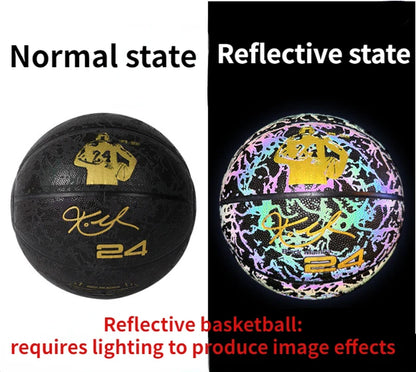 Holographic Reflective Basketball Size 5/7 for Youth Adults Glowing Luminous Basketball Outdoor Indoor Rubber Balls High Quality