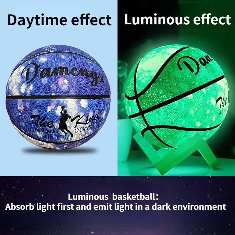 Holographic Reflective Basketball Size 5/7 for Youth Adults Glowing Luminous Basketball Outdoor Indoor Rubber Balls High Quality