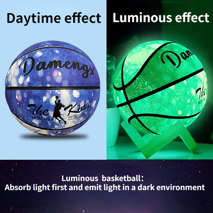 Holographic Reflective Basketball Size 5/7 for Youth Adults Glowing Luminous Basketball Outdoor Indoor Rubber Balls High Quality